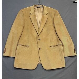 Jos A Bank Corduroy Sport Coat Mens 46L Beige Wool Suit Jacket Blazer Silk Lined